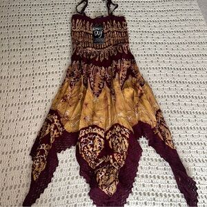 Elegant Burgundy and Gold Women's Dress